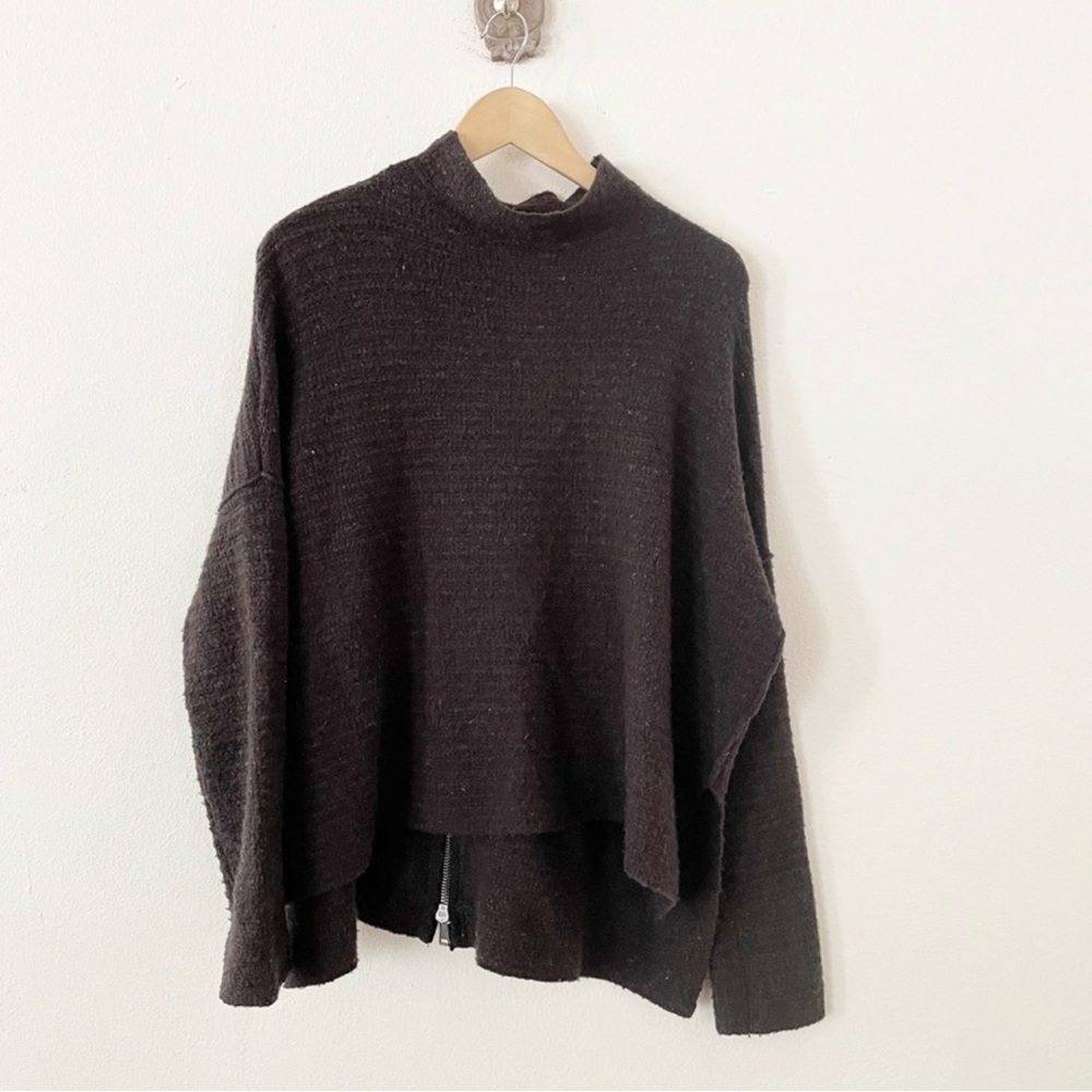 Free People Arctic Fox Wool-Blend Sweater medium zip back wool linen blend - Picture 4 of 9